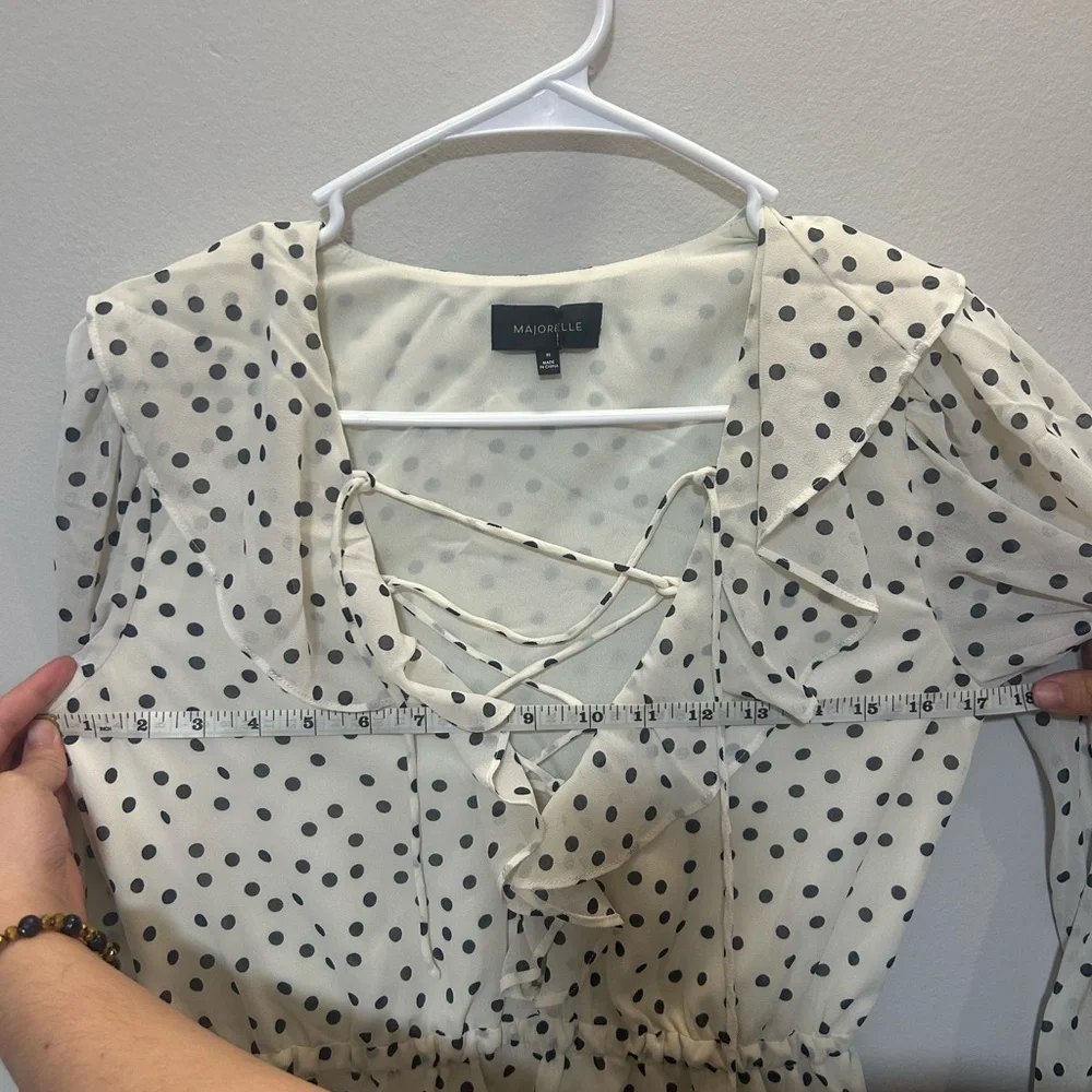 MAJORELLE cream and Black Polka Dot Mini Dress 0205 B-1 - Picture 13 of 15